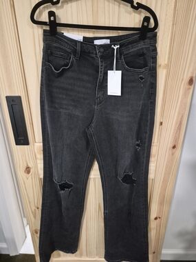 Women's Black Distressed Flare Jeans